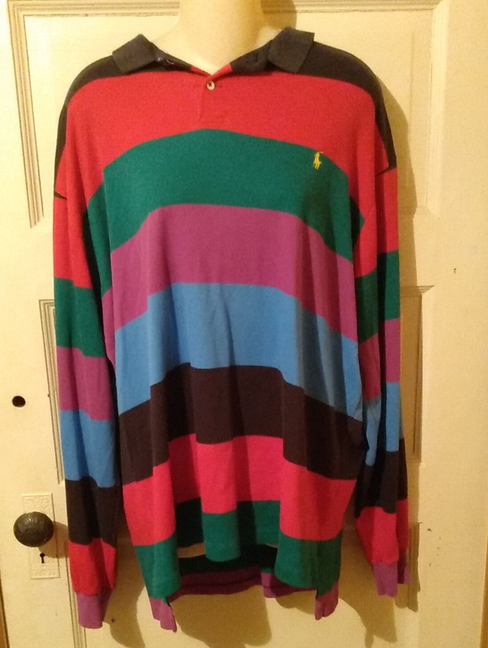 Vtg Ralph Lauren Striped Long Sleeve Usa Made Cotton Top Shirt